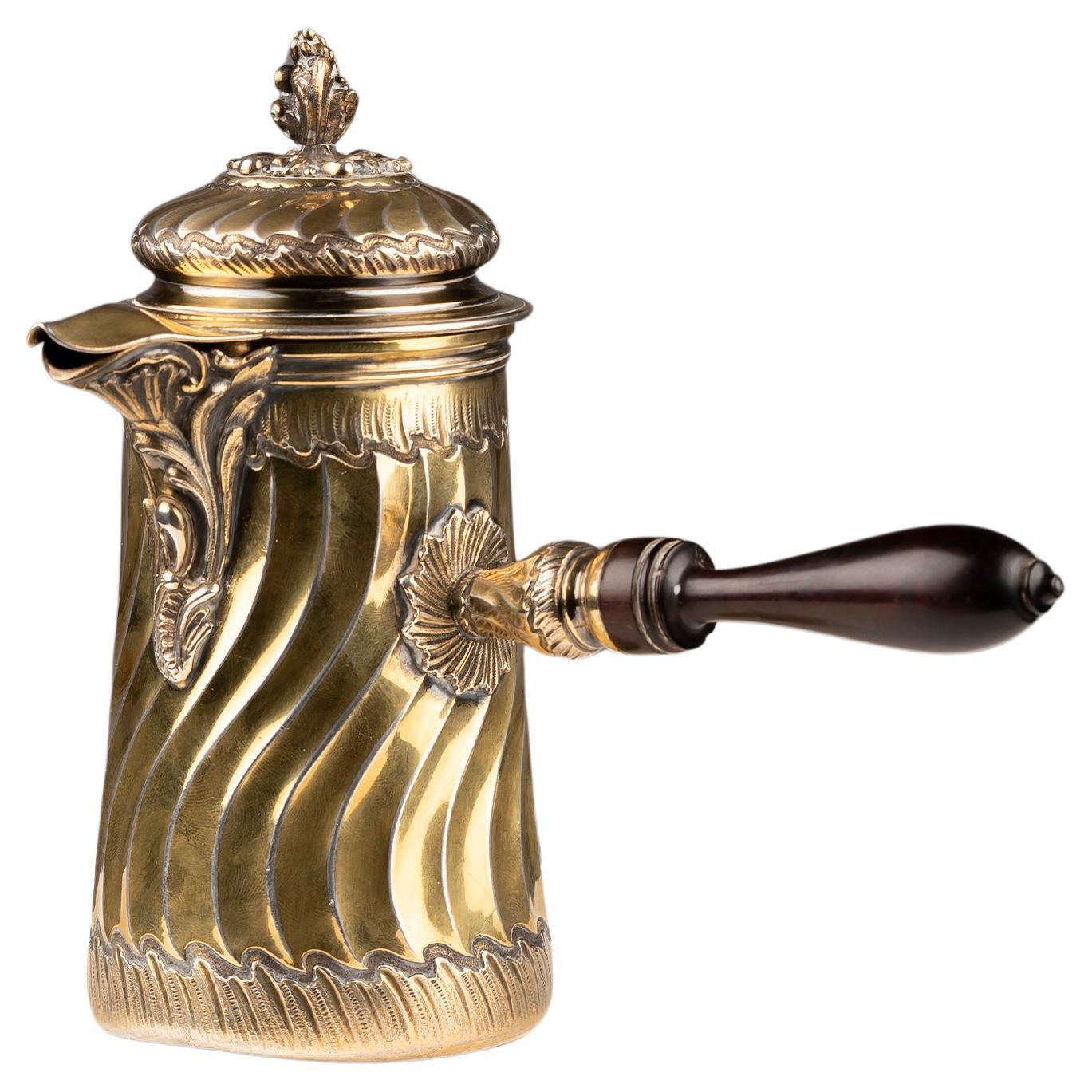 Small French Silver-Gilt Chocolate Pot by Boin-Taburet, 1880s For Sale