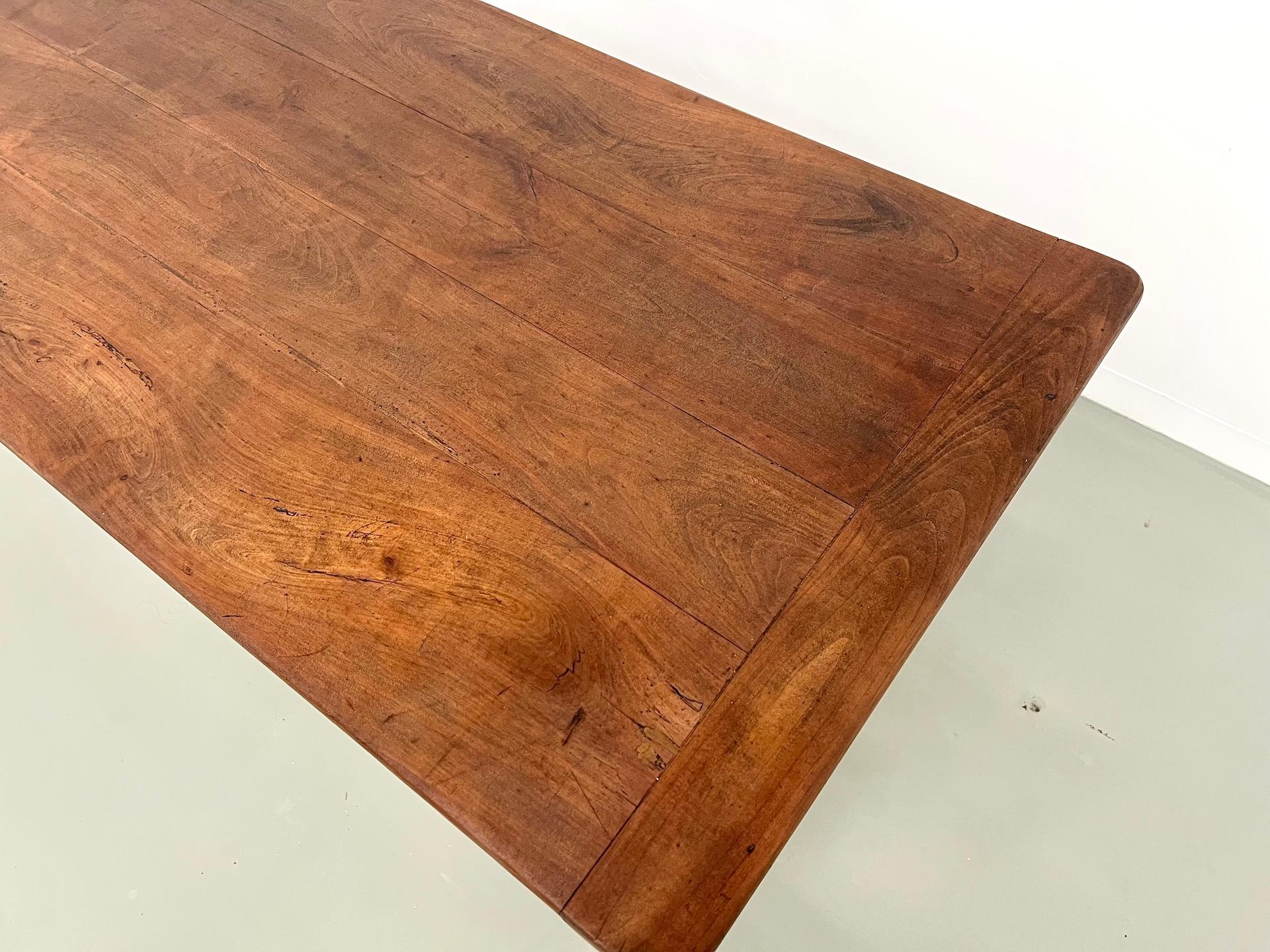 Early 20th Century Small french solid cherry farm table/desk, from 1900's For Sale