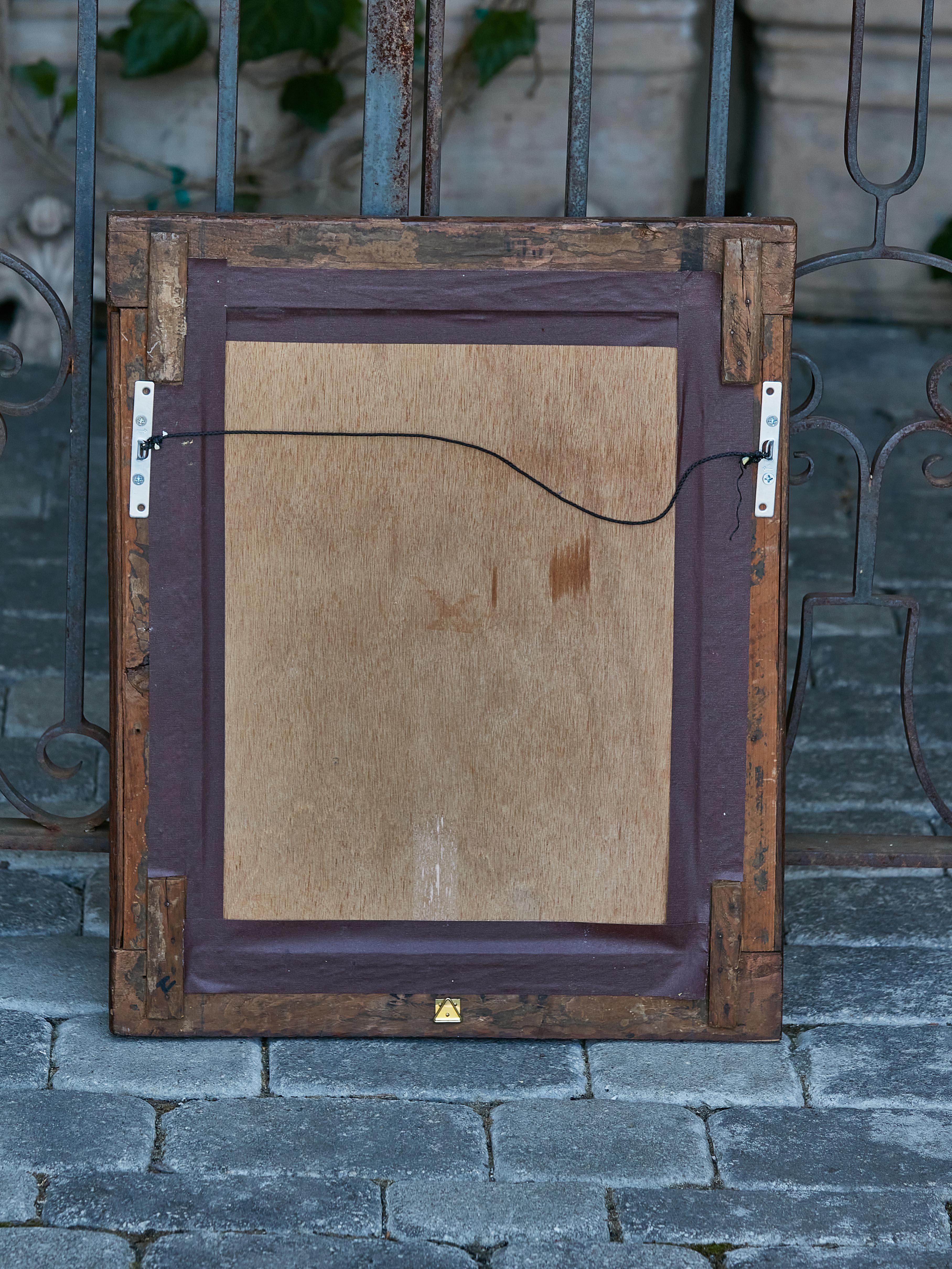 Small French Tramp Art Turn of the Century Mirror with Wavy Patterns, circa 1900 For Sale 2