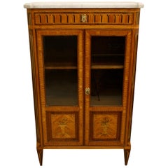 Small French Transitional Louis XV / Louis XVI Marquetry Bookcase Vitrine