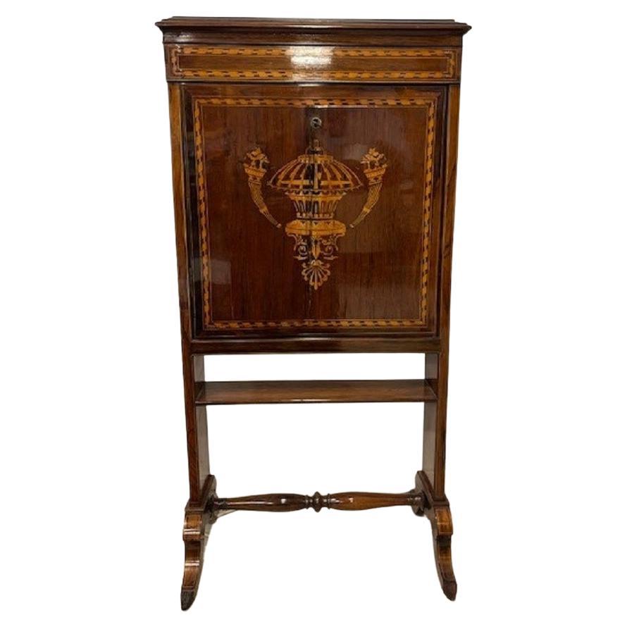 Small French Travel Secretary Napoleon III in Rosewood and Boxwood Veneer 1860s For Sale