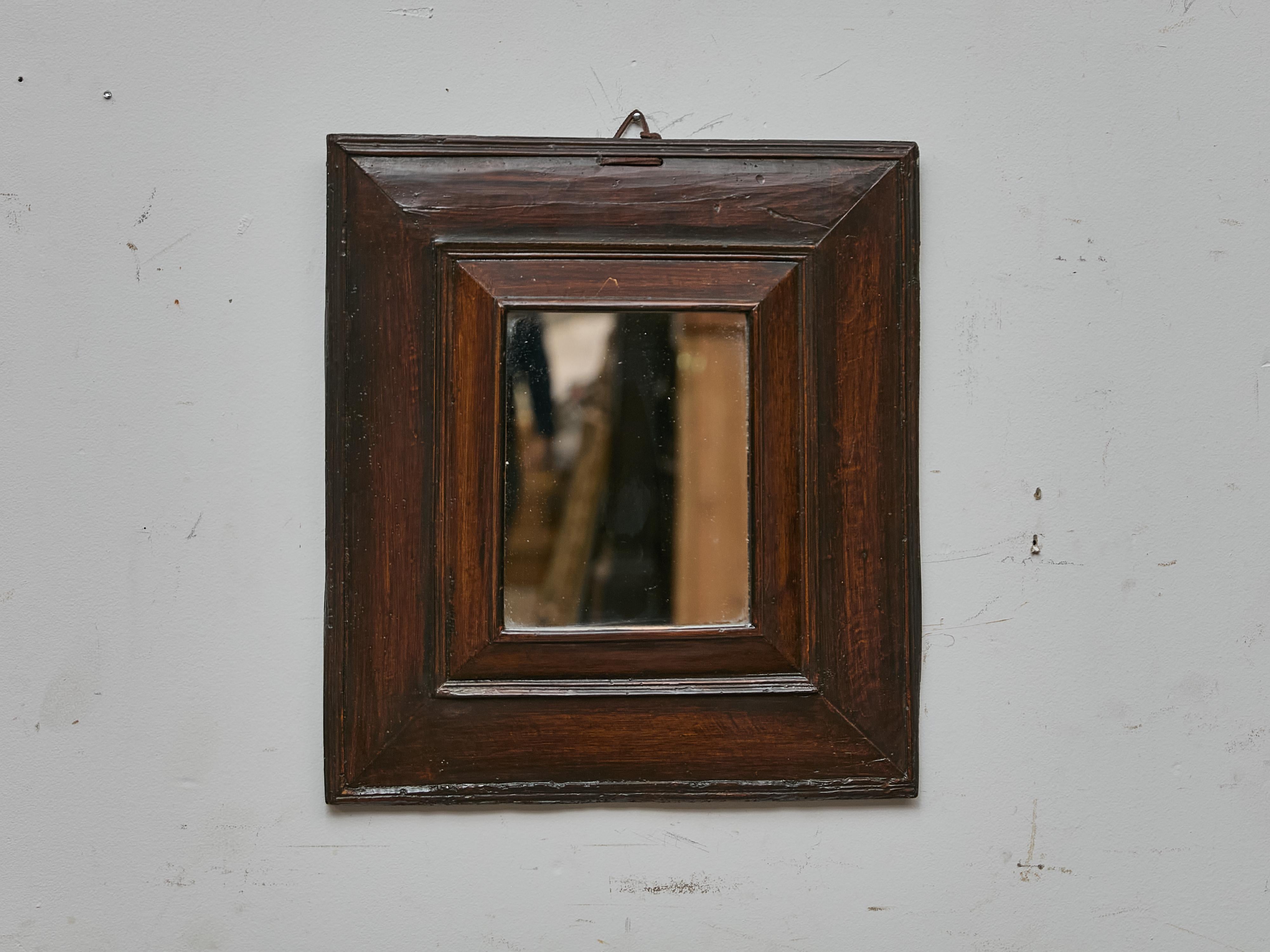 Small French Walnut Framed Mirror with Deep Moulding, 19th Century In Good Condition For Sale In Atlanta, GA