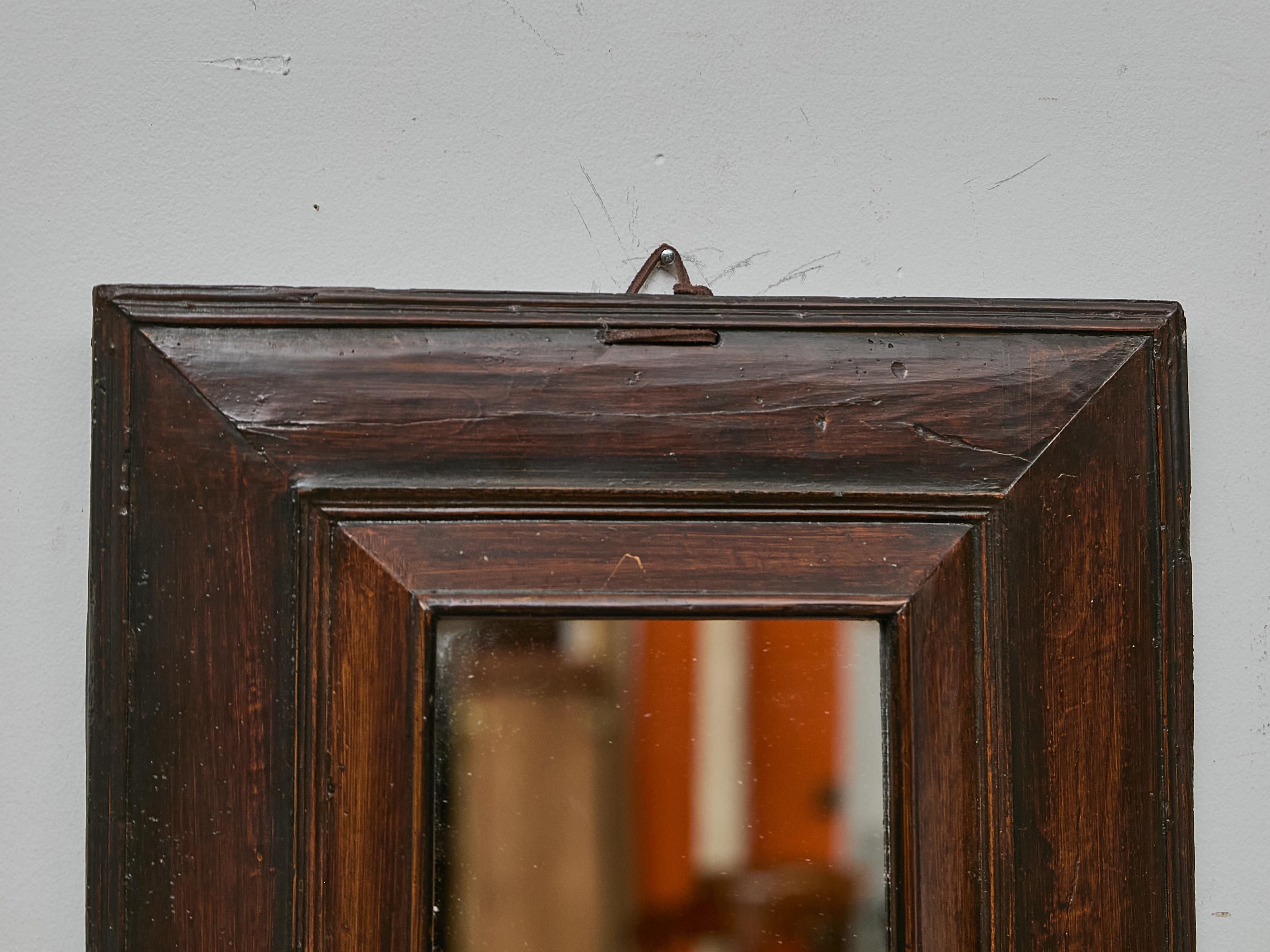 Small French Walnut Framed Mirror with Deep Moulding, 19th Century For Sale 1