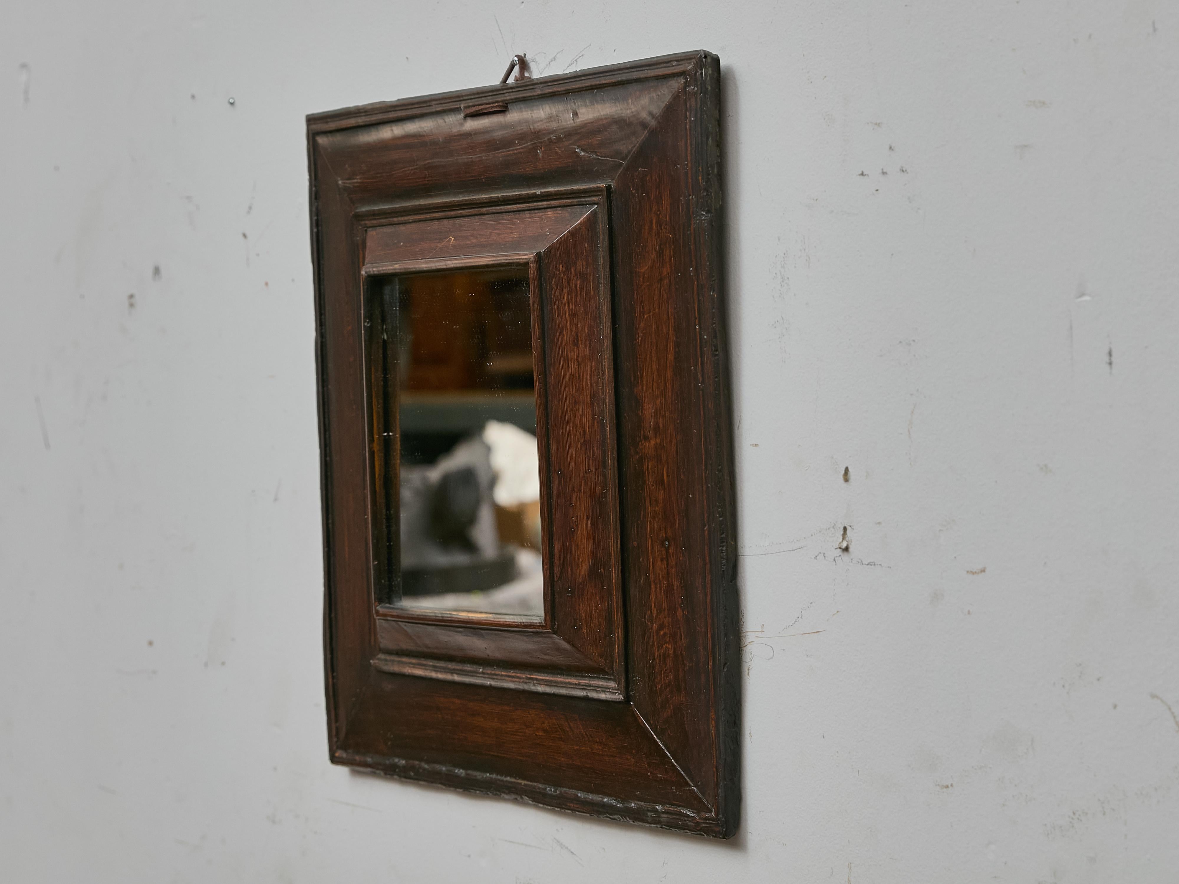 Small French Walnut Framed Mirror with Deep Moulding, 19th Century For Sale 2