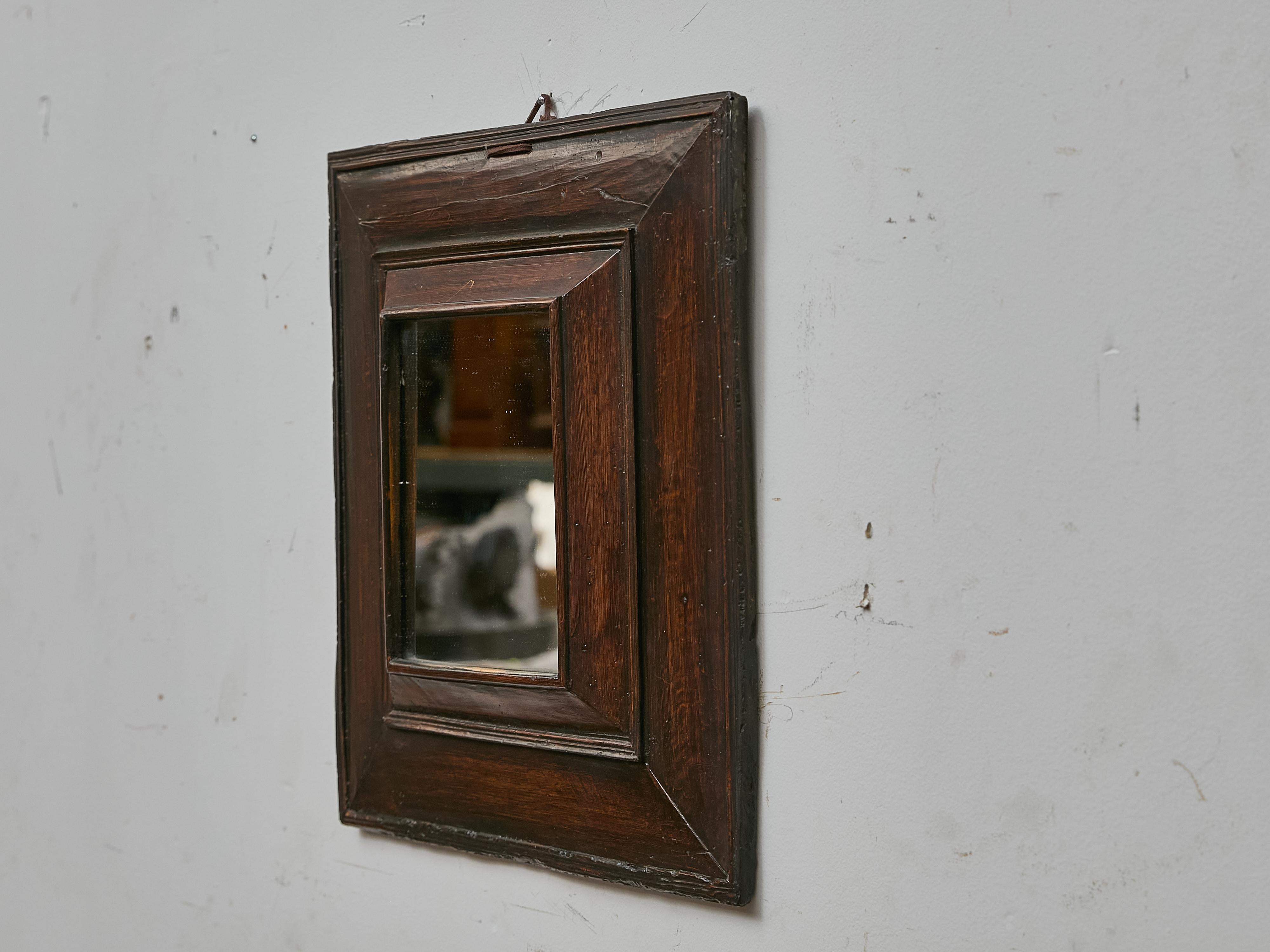 Small French Walnut Framed Mirror with Deep Moulding, 19th Century For Sale 3