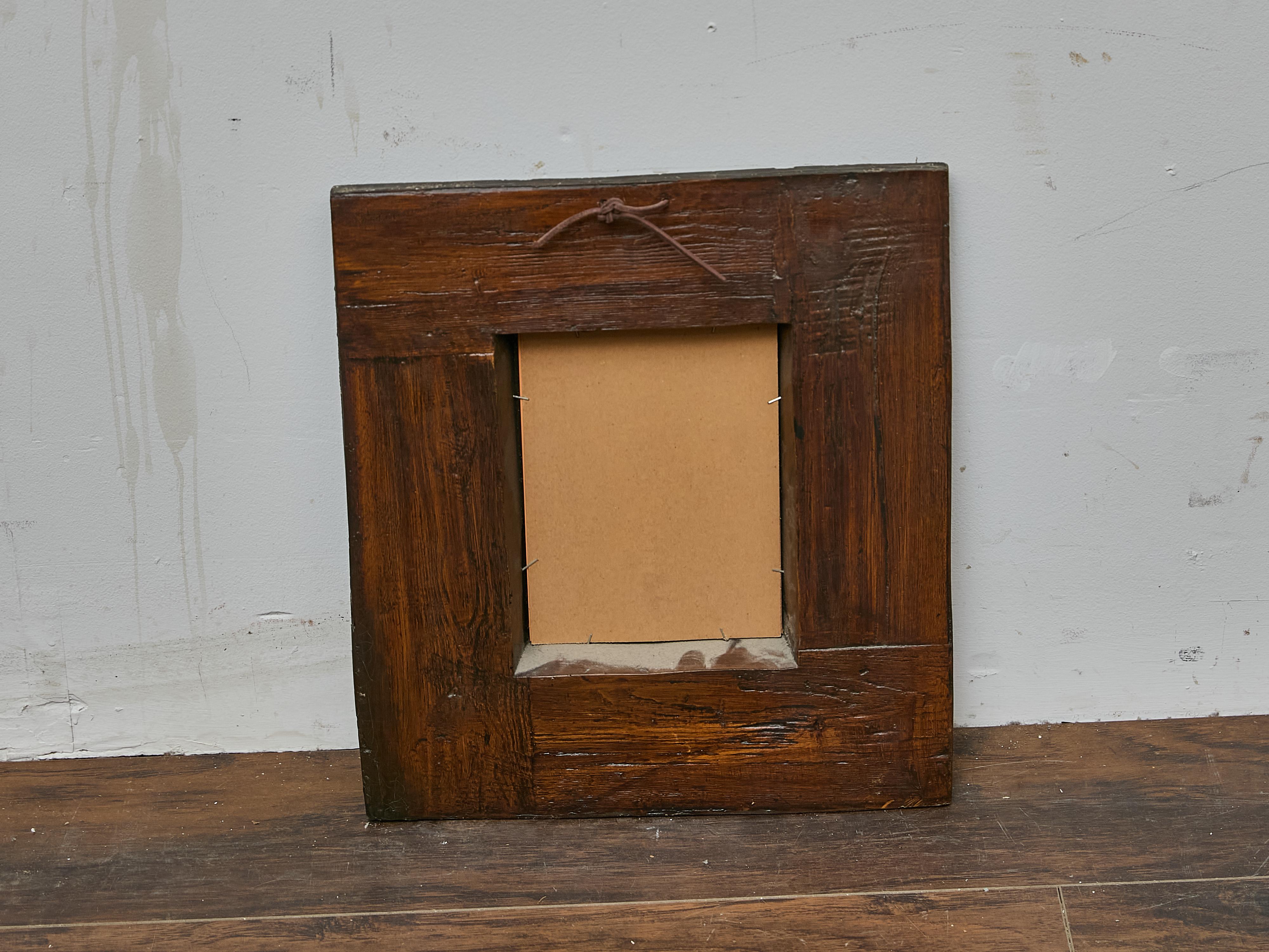 Small French Walnut Framed Mirror with Deep Moulding, 19th Century For Sale 4