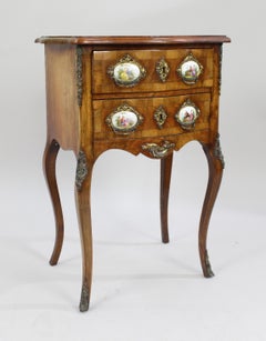 Small French Walnut Serpentine Commode with Sevres Plaques, circa 1880