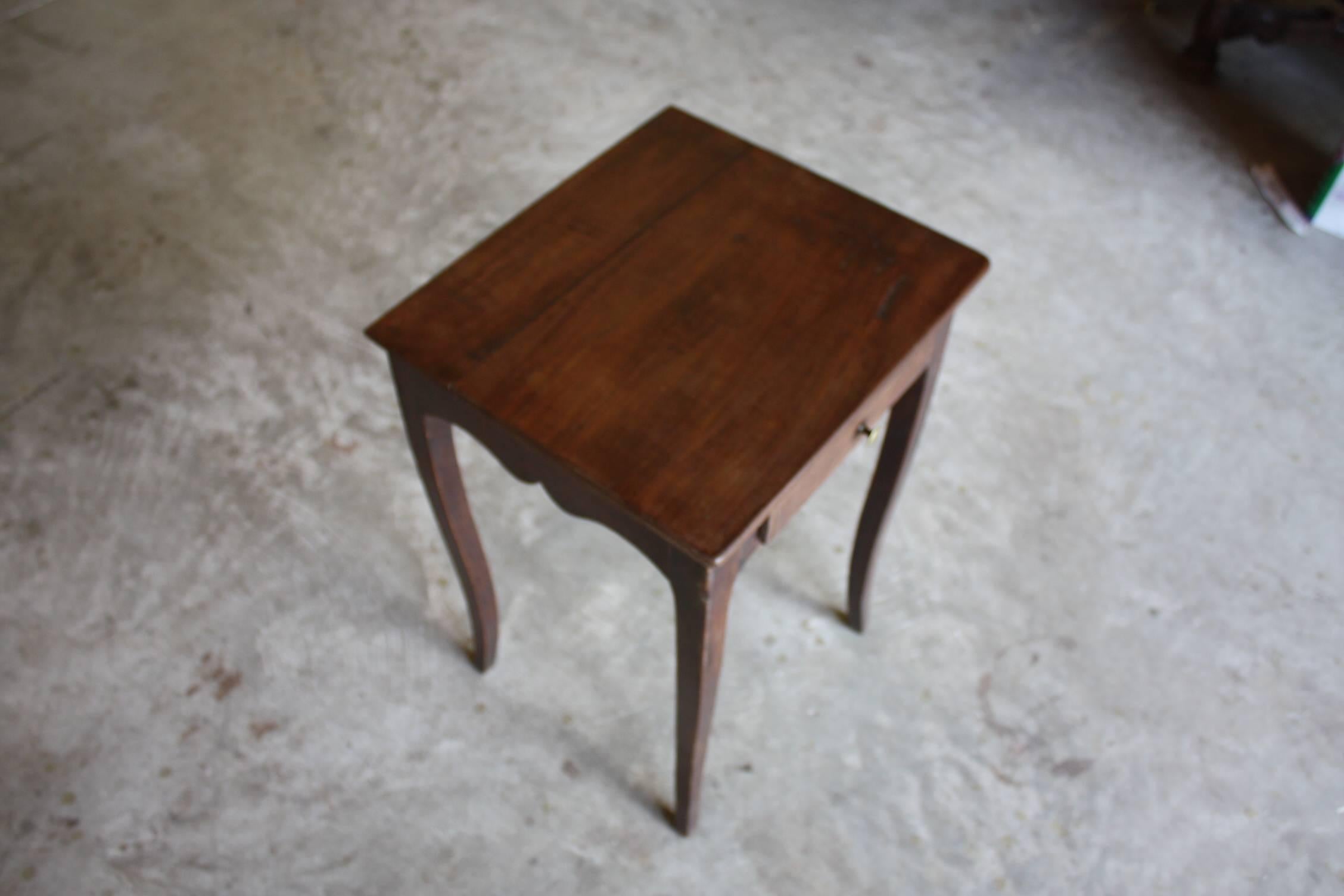 19th Century Small French Walnut Side Table with Drawer