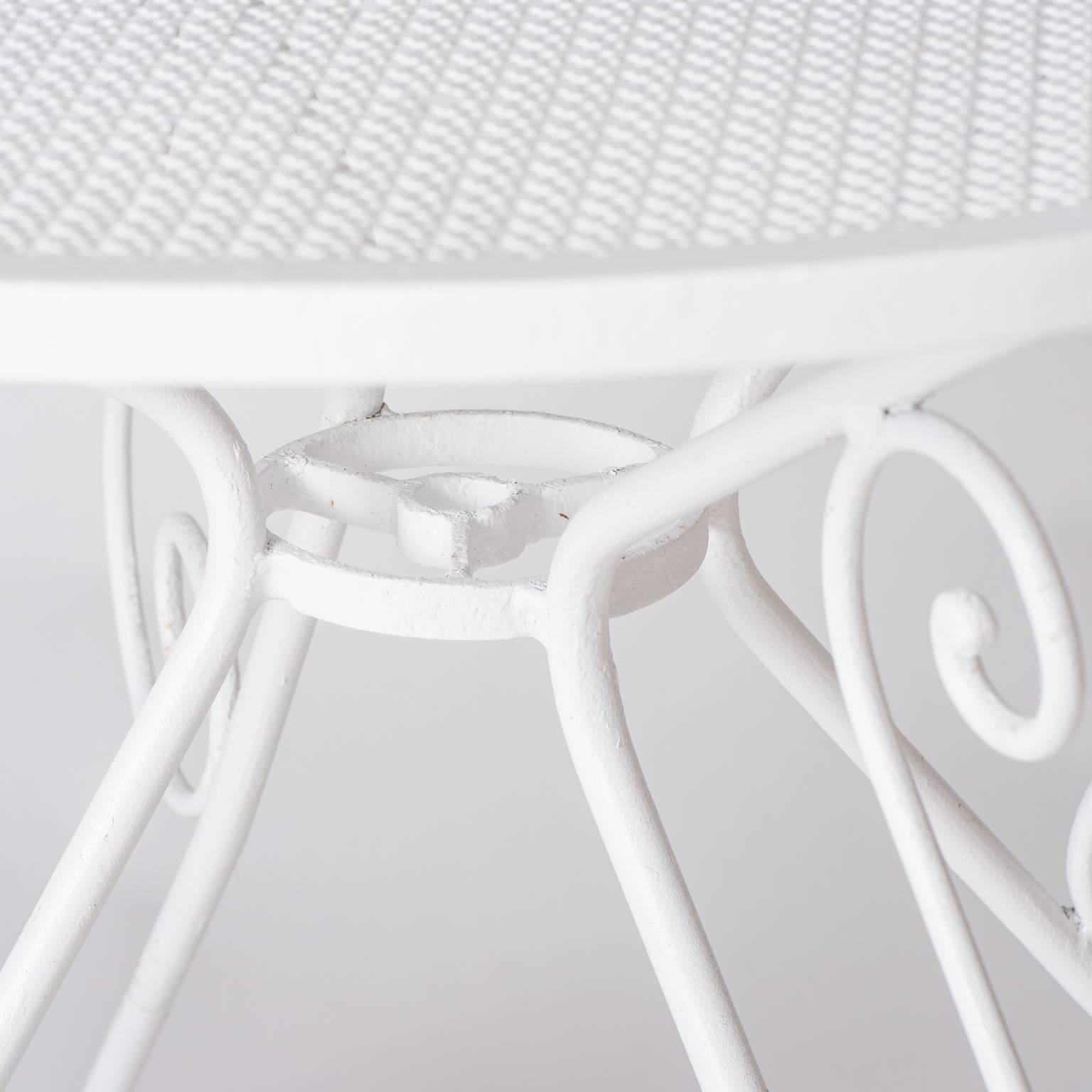 Metal Small French White Painted Garden Table, circa 1950 For Sale