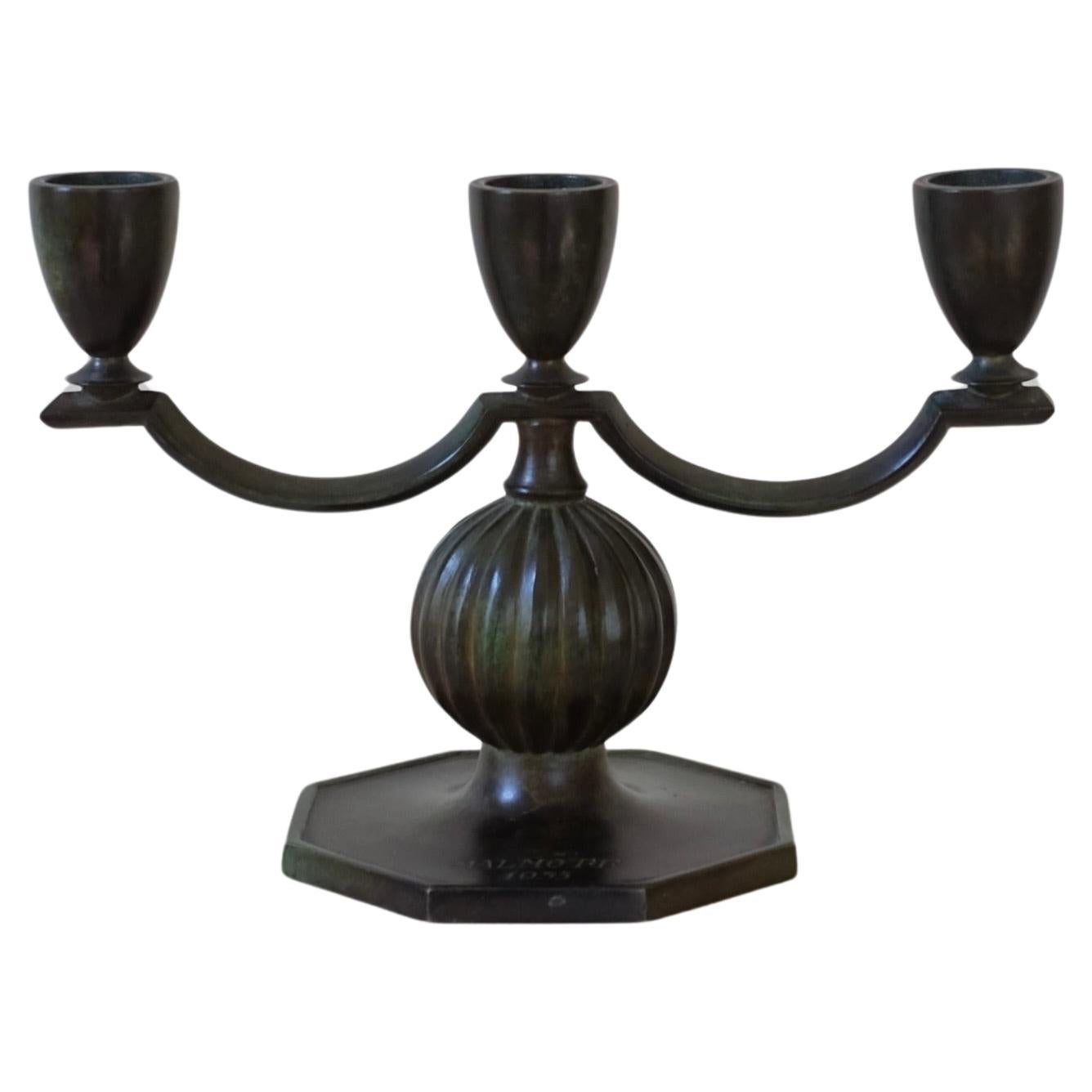 Small GAB Bronze Candleholder For Sale
