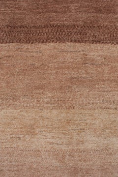 Small Brown Pale Pink and Neutral Striped Contemporary Gabbeh Persian Wool Rug