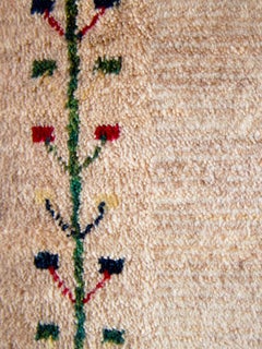 Small Neutral Contemporary Tree-of-Life Gabbeh Persian Wool Rug