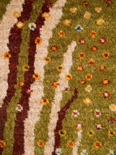 Small Olive Green Contemporary Tree-of-Life Gabbeh Persian Wool Rug