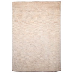 Small Ivory White Contemporary Gabbeh Persian Wool Rug 