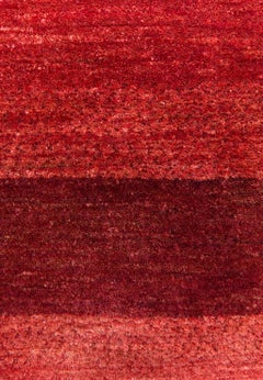 Small Red Striped Contemporary Gabbeh Persian Wool Rug