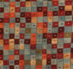 Small Checkerboard Contemporary Gabbeh Persian Wool Rug