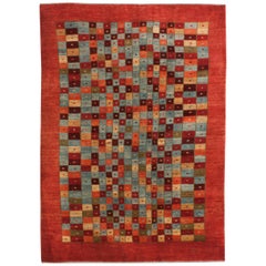 Small Checkerboard Contemporary Gabbeh Persian Wool Rug
