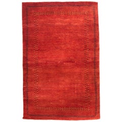 Small Deep Red Contemporary Gabbeh Persian Wool Rug 