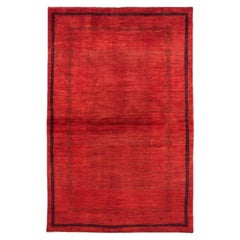 Small Cherry Red Contemporary Gabbeh Persian Wool Rug 