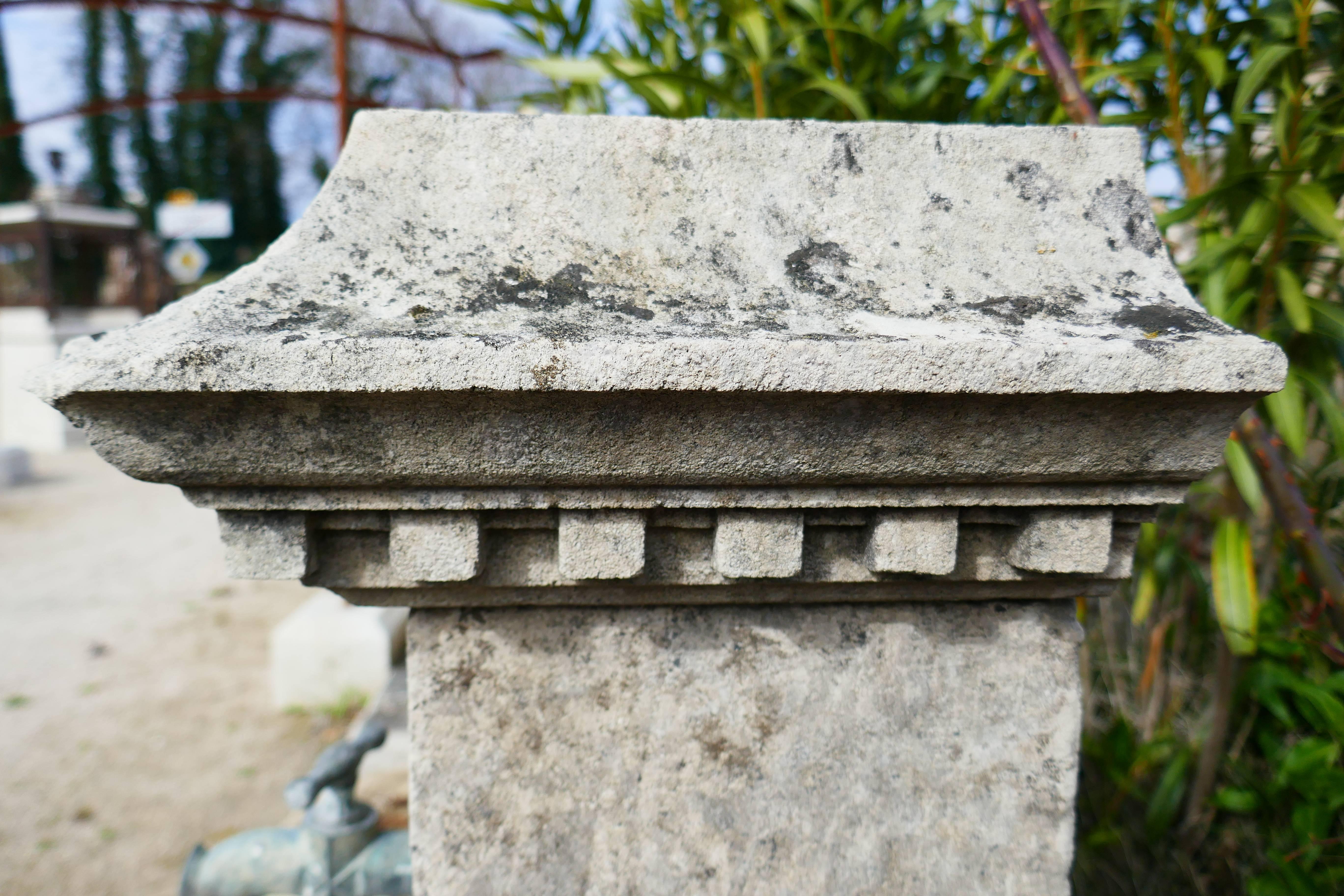 Small Garden Wall Fountain with Hand-Sculpted Pediment in Aged Stone, Provence For Sale 1