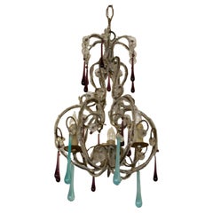 Vintage Small Gem of a Venetian Beaded Chandelier Pendant