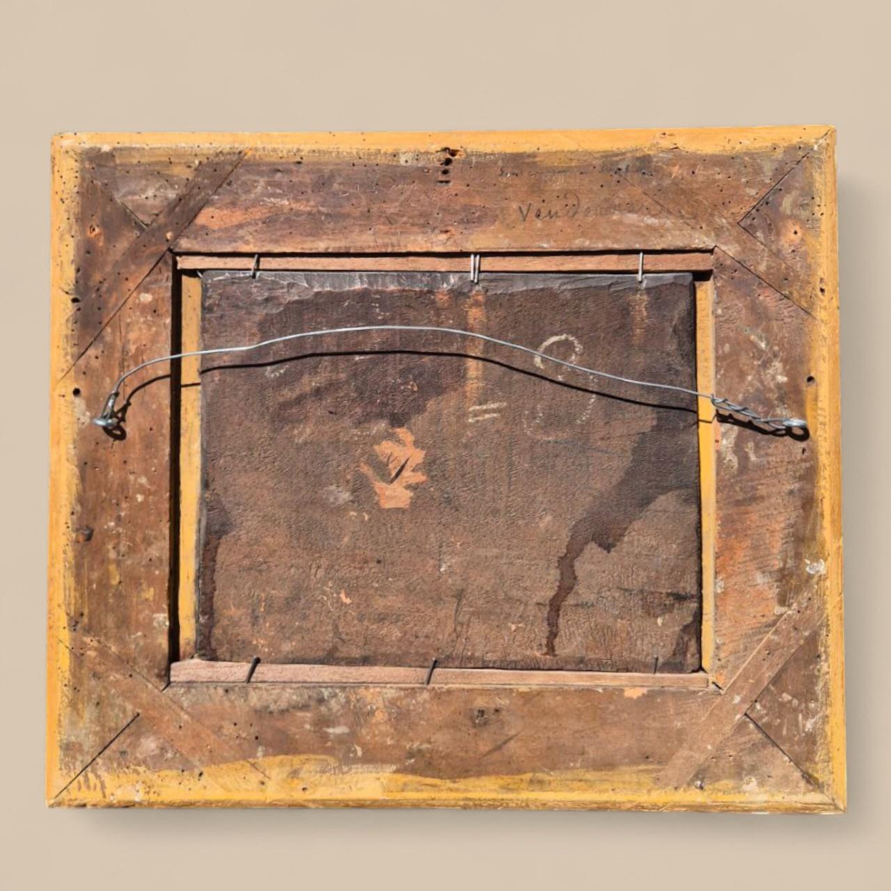 Kleines Genrebild - Begegnung eines adligen Paares, Öl auf Holz, 19. im Angebot 7