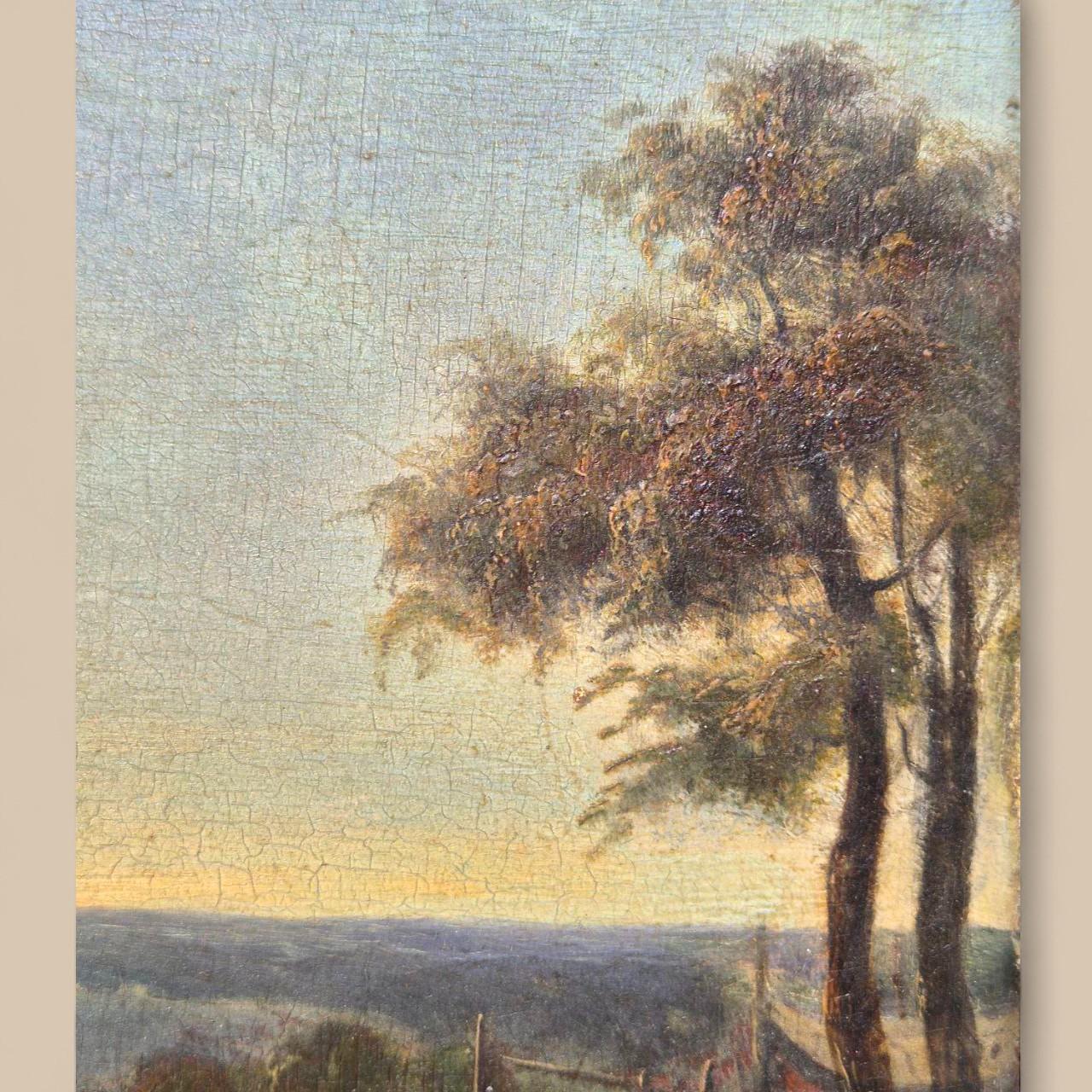 Kleines Genrebild - Begegnung eines adligen Paares, Öl auf Holz, 19. im Angebot 2