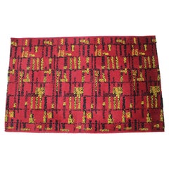 Piccolo tappeto geometrico astratto in lana bouclé/Rug-1950 / Cecoslovacchia