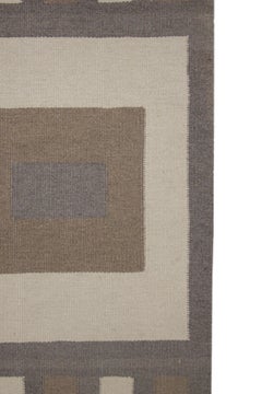 Small Geometric Rug Handmade Grey Beige Carpet Rug Modern Wool Door Mat