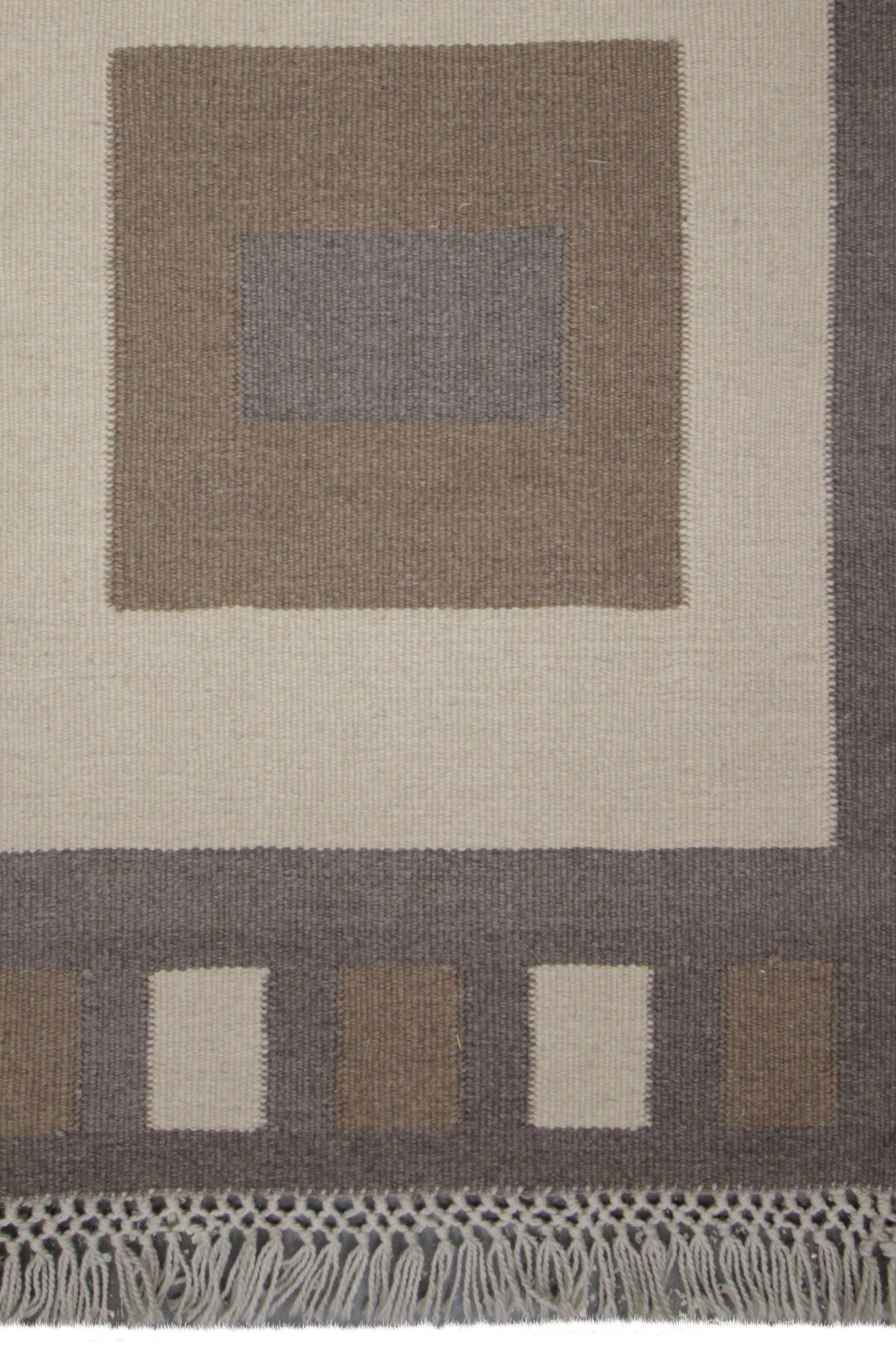 Chinese Small Geometric Rug Handmade Grey Beige Carpet Rug Modern Wool Door Mat For Sale