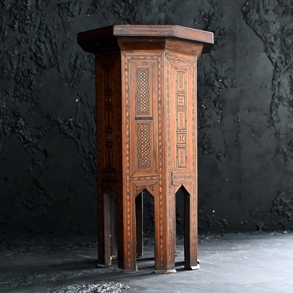 Small Geometric Shaped Early 20th Century Damascus Side Table 3