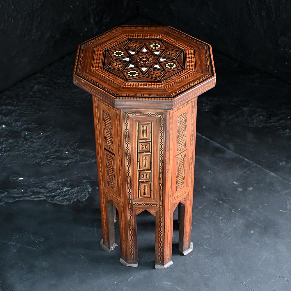 Syrian Small Geometric Shaped Early 20th Century Damascus Side Table
