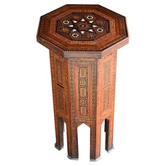 Small Geometric Shaped Early 20th Century Damascus Side Table