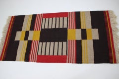 Small Geometric Wool Kilim Carpet Designed by Antonin Kybal, 1940s