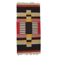 Small Geometric Wool Kilim Carpet Designed by Antonin Kybal, 1940s