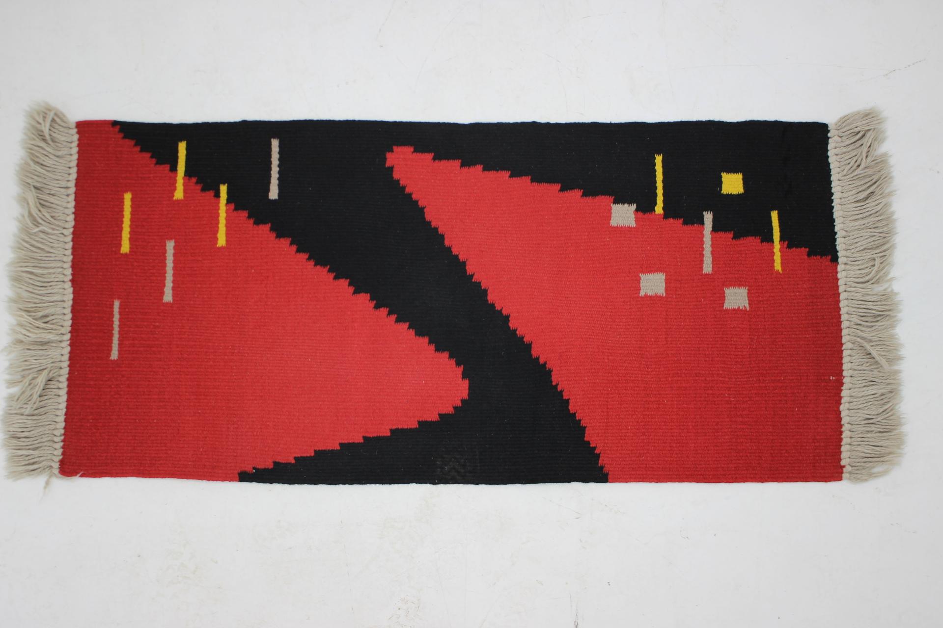 Mid-Century Modern Small Geometric Wool Kilim Carpet / Rug in Style of Antonin Kybal, 1950s