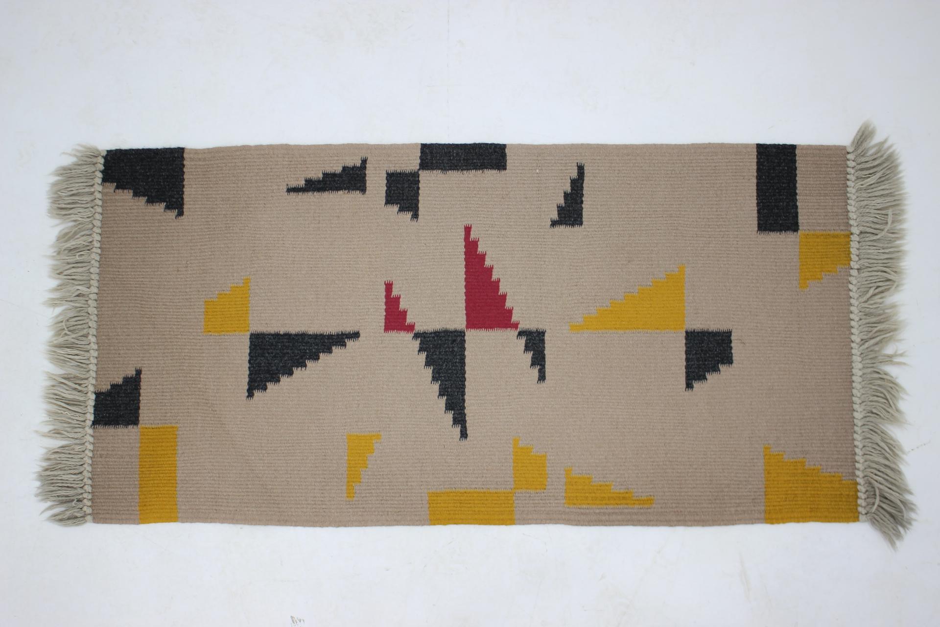 Mid-Century Modern Small Geometric Wool Kilim Carpet/Rug in Style of Antonin Kybal, 1950s For Sale