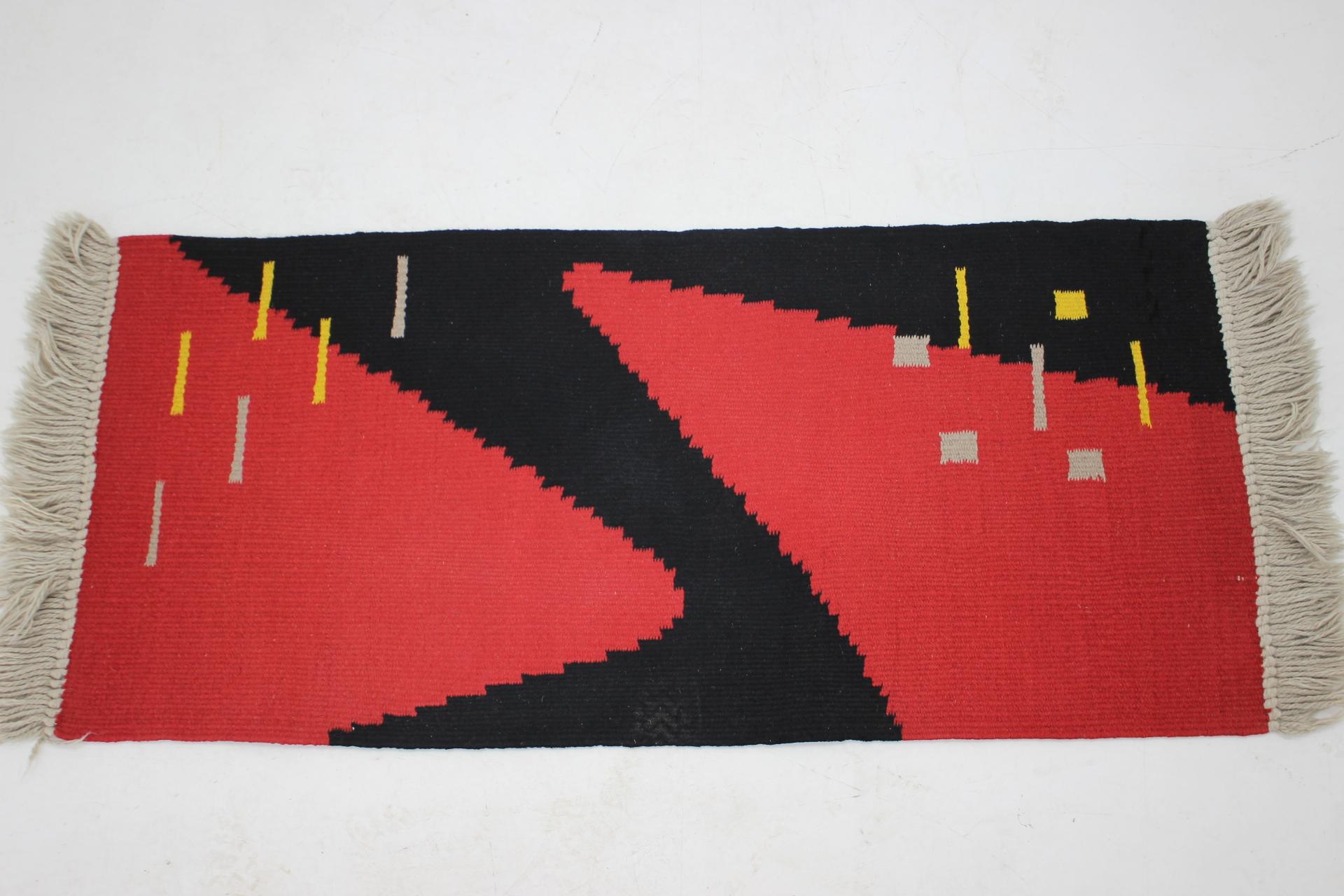 Czech Small Geometric Wool Kilim Carpet / Rug in Style of Antonin Kybal, 1950s