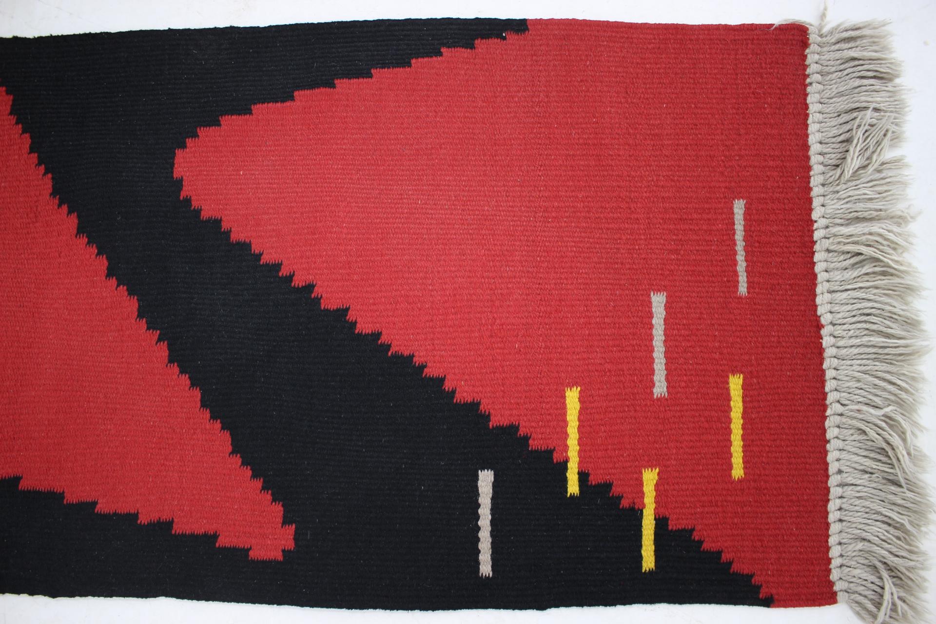 Mid-20th Century Small Geometric Wool Kilim Carpet / Rug in Style of Antonin Kybal, 1950s