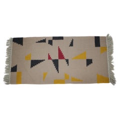 Small Geometric Wool Kilim Carpet/Rug in Style of Antonin Kybal, 1950s