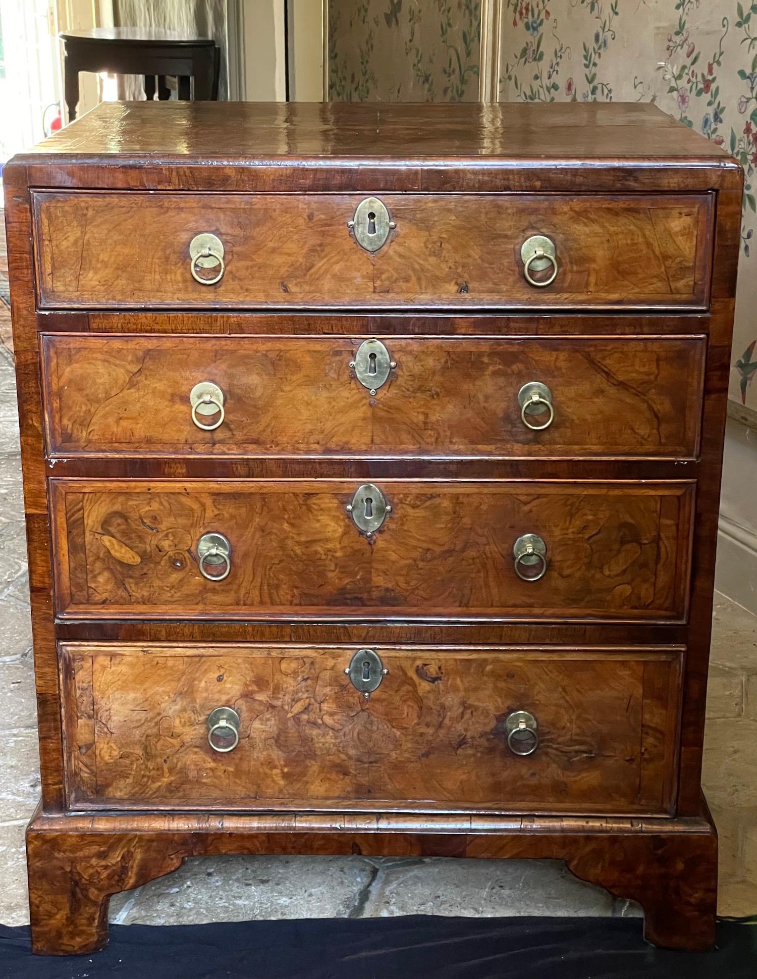 English Small George I Burr Walnut Caddy Top Chest