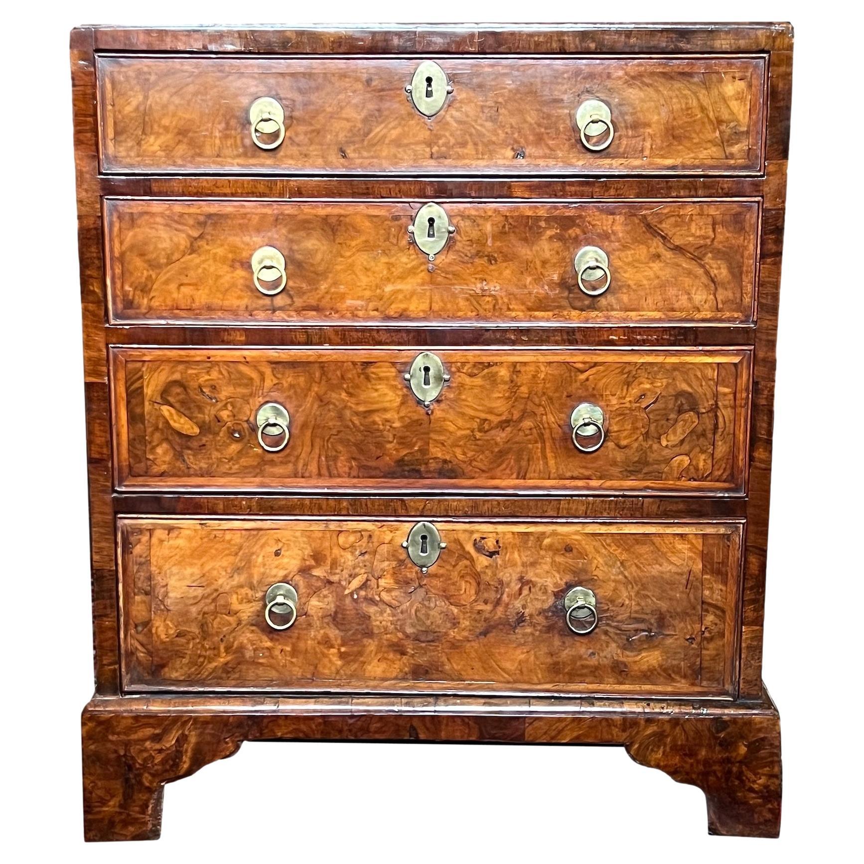 Small George I Burr Walnut Caddy Top Chest