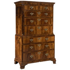 Small George I Period 18th Century Walnut Chest on Chest