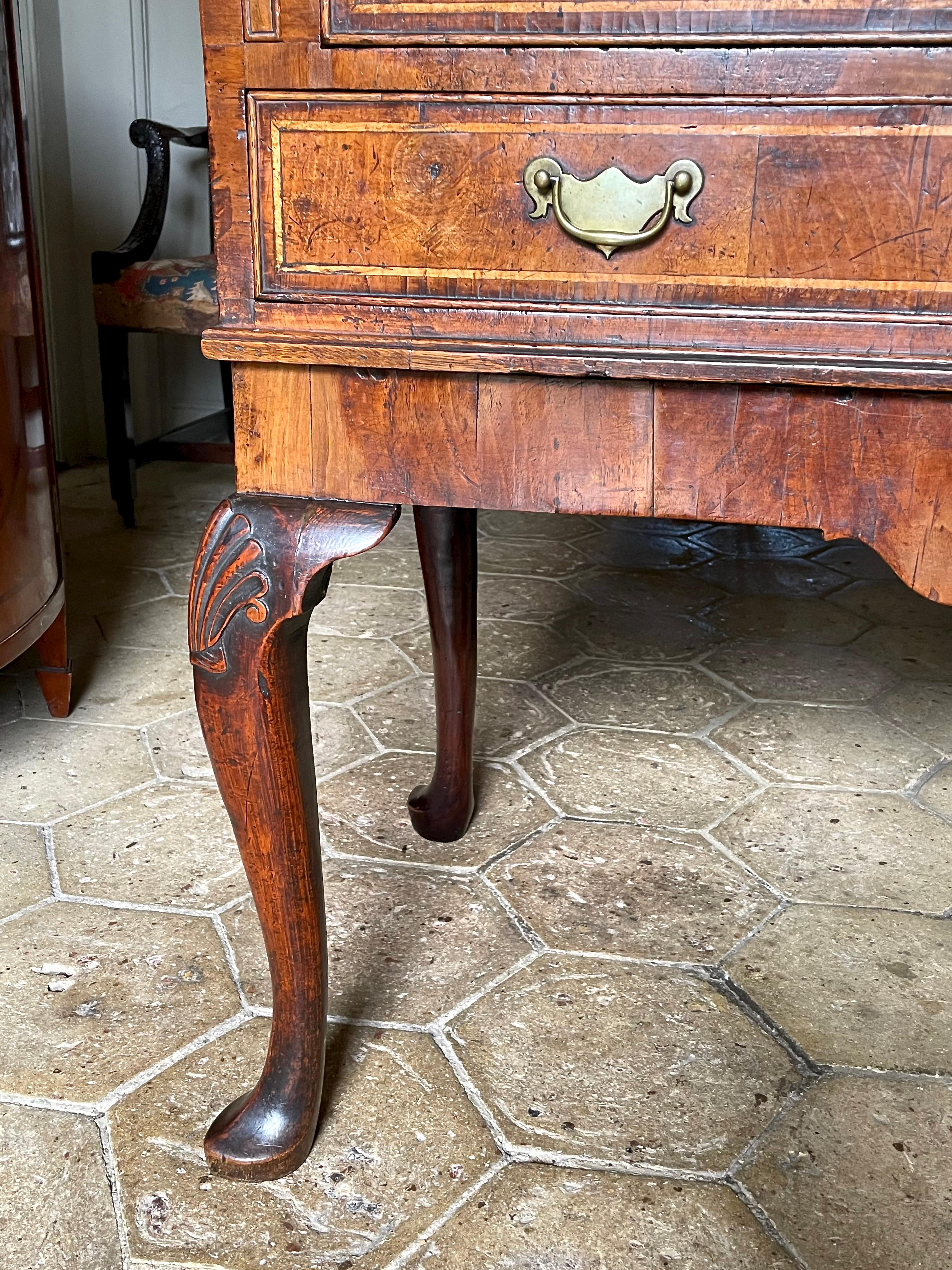 Small George I Walnut Bureau on Stand For Sale 3