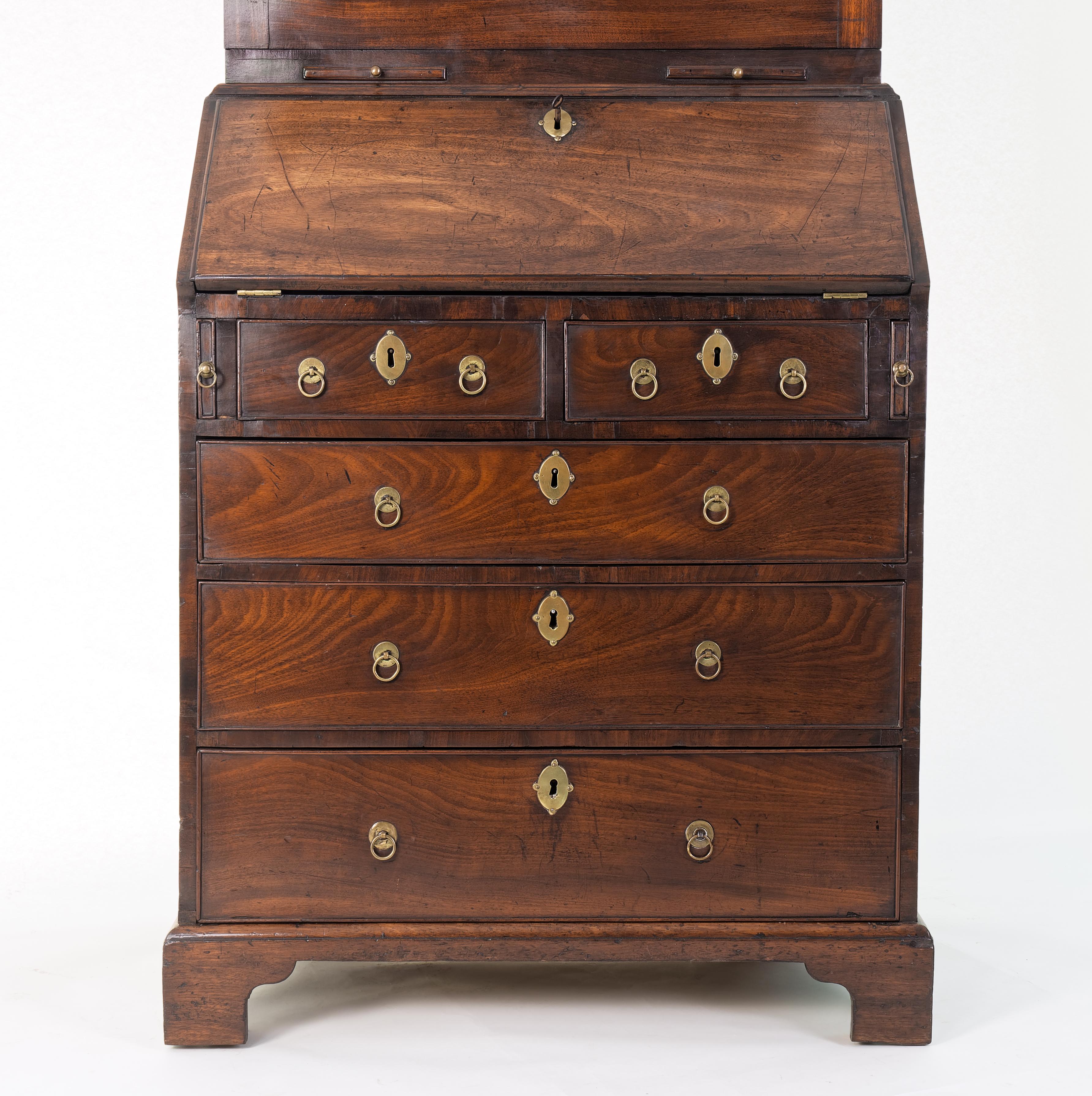 English Small George II Mahogany Bureau Bookcase