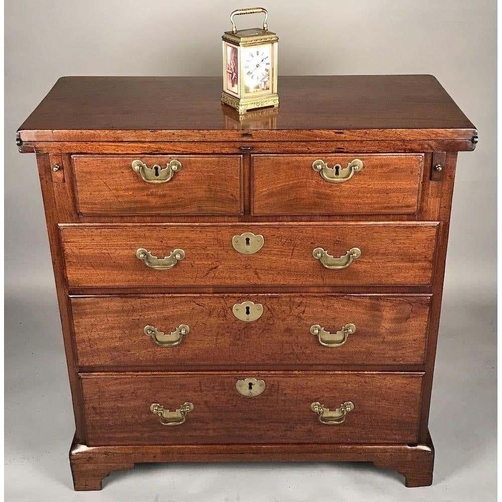 Mid-18th Century Small George II Walnut Fold Over Top Bachelor Chest