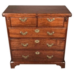 Antique Small George II Walnut Fold Over Top Bachelor Chest