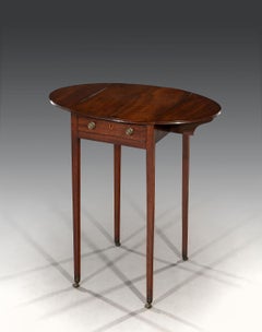 Small George III 18th Century Period Mahogany Oval Shaped Pembroke Table