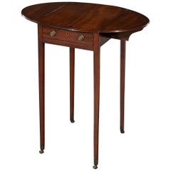 Small George III 18th Century Period Mahogany Oval Shaped Pembroke Table