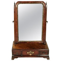 Antique Small George III Period Mahogany Dressing Toilet Mirror